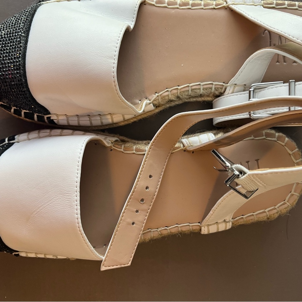 INC Elegant White and Black rhinestone Women's Espadrilles